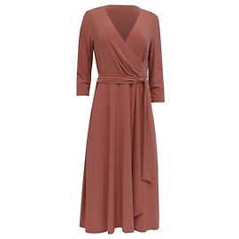 Autre Marque Lauren Ralph Lauren Wickelkleid aus Jersey Midi in rosa Polyester