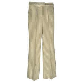Autre Marque Pantalones de raya diplomática Galvan London en lana crema