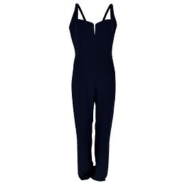 Autre Marque Galvan London Signature Corset Jumpsuit in Navy Blue Triacetate