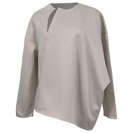 Totême Montbel Asymmetric Hem Blouse in Beige Polyester