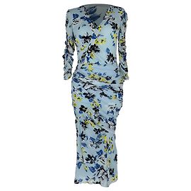Abito midi arricciato con stampa floreale Diane Von Furstenberg in nylon multicolore