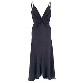 Autre Marque Galvan Escape Twist Front Midi-Kleid aus schwarzem Polyester