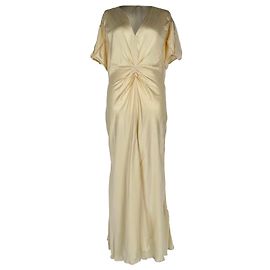 Abito midi arricciato Victoria Beckham in viscosa avorio