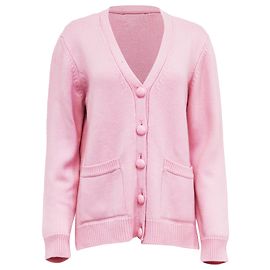 Ganni Cárdigan de punto con cuello en V en lana rosa