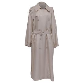 Autre Marque Trench ceinturato a doppio petto The Frankie Shop in seta beige