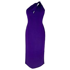 Autre Marque Galvan London One-Shoulder Midi-Kleid aus violetter Viskose