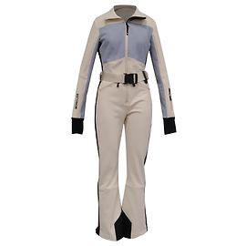 Fato de esqui Moncler Grenoble com cinto color-block em poliéster branco