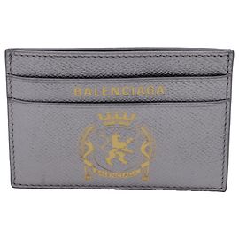 Balenciaga Passport Card Holder in Silver Calfskin Leather