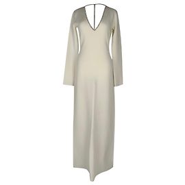 Autre Marque Vestido maxi de manga larga y escote en V Galvan London en viscosa blanca
