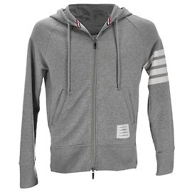  Thom Browne 4-Bar Zip-Up Hoodie in Grey Cotton