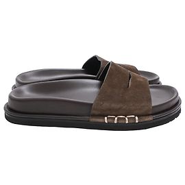 Jw Anderson Slide-Sandalen mit Fußbett aus braunem Wildleder