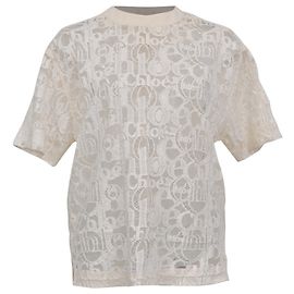 Chloé Logo Lace Patterned Blouse in Ivory Cotton