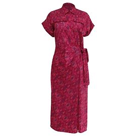 Autre Marque Abito midi Lauren Ralph Lauren con stampa geometrica e vita annodata in cotone rosa