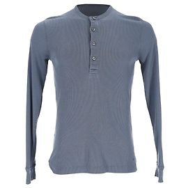 Camiseta de manga larga de punto acanalado Tom Ford en Lyocell azul
