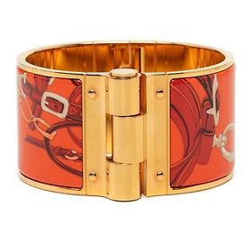 Hermès Hermes Emaille-Armband in Gold und Orange