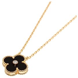 Collier Van Cleef & Arpels Vintage Alhambra Onyx et Diamants