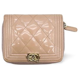 Chanel Boy Zip Around Quilted Patent Small