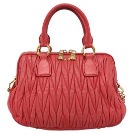 Miu Miu Madras Bowler Matelasse Leather Medium