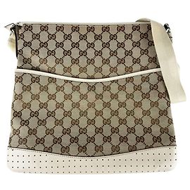 Bolsa de ombro Gucci em castanho e marfim