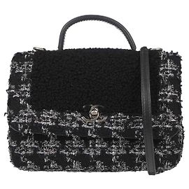 Chanel Top Handle Shearling with Tweed Small