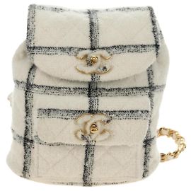 Chanel Duma Drawstring Quilted Wool Tweed Large