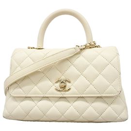 Chanel White Grained Calfskin Handbag