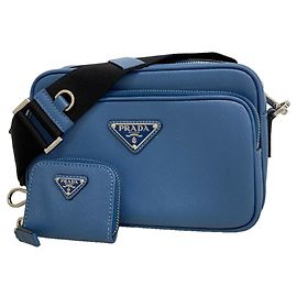 Prada Blue Leather Shoulder Bag