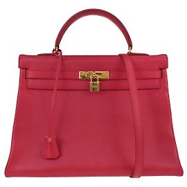 Hermès Hermes Kelly Red Courchevel avec Gold Hardware 35