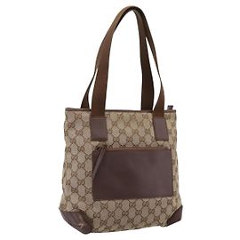 Sac cabas GUCCI GG Canvas Beige Silver 019 0402 Auth ep15996