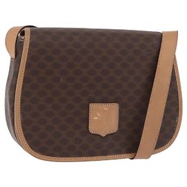 Céline CELINE Macadam Schultertasche PVC Braun Goldfarben Auth mr3037A