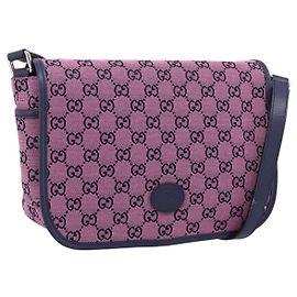 Sac à bandoulière pour enfants GUCCI GG Canvas Rose Argent Auth mr2971A