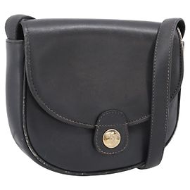 Céline CELINE Shoulder Bag Leather Gray Gold Auth ka6378
