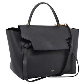 Céline Bolsa de mão CELINE Belt Bag em couro 2way Preta Dourada Auth ka6406V