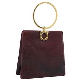Borsa Salvatore Ferragamo Gancini in pelle Bordeaux Gold Auth 206353A