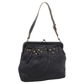 Borsa a tracolla Miu Miu in pelle nera e oro Auth 206289