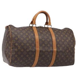 LOUIS VUITTON Monogram Keepall 55 Boston Bag M41424 LV Auth 202683A
