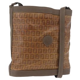 Borsa a tracolla FENDI Zucchino Canvas PVC Beige Auth ep16083