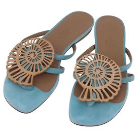 Hermès Sandalias HERMES Suede 36 Light Blue Auth 203814V