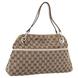 Bolso Tote GUCCI GG Canvas Beige Gold 121023 Auth ep16127