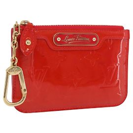 LOUIS VUITTON Vernis Pochette Cle NM Purse Rouge Grunadine M91737 LV Auth 206305