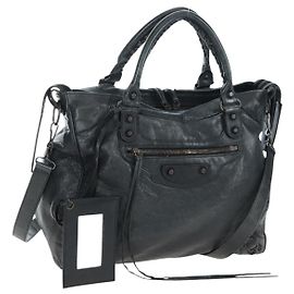 Borsa BALENCIAGA Classic Vero in pelle 2way Nera 235216 Auth BA15797V