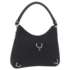 GUCCI GG Canvas Handtasche Outlet Schwarz Silber 268637 Auth ar14296V