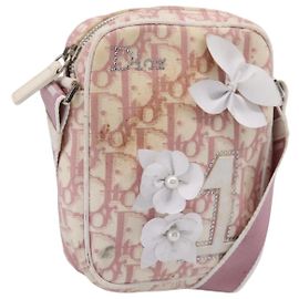 Borsa a tracolla Christian Dior Trotter PVC Rosa Argento Auth mr2945