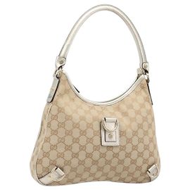 Borsa a tracolla GUCCI GG Canvas Beige Oro 130738 Auth 206053V