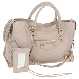 BALENCIAGA Metallic Edge City Handtasche aus Leder 2way Beige 390154 Auth yk20959SAM