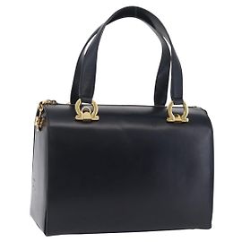 Borsa Salvatore Ferragamo Gancini in pelle blu navy e oro autentica 206360