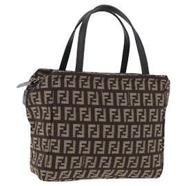 FENDI Zucchino Canvas Handtasche Brown 8BN105 Auth ka6325