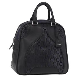 Borsa a mano Miu Miu in pelle nera e argento Auth am12613V