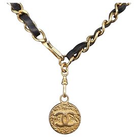 Collana CHANEL metallo Gold Tone CC Auth bs37294A