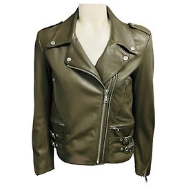 Autre Marque Giacca Moto Frame in pelle di agnello Deep Moss